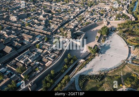 Luftaufnahme der antiken Stadt Pingyao, EINER traditionellen chinesischen Altstadt in Shanxi Stockfoto