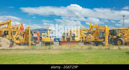 Komatsu Bauausrüster in Wakaito, Neuseeland am 9. Dezember 2019. Stockfoto