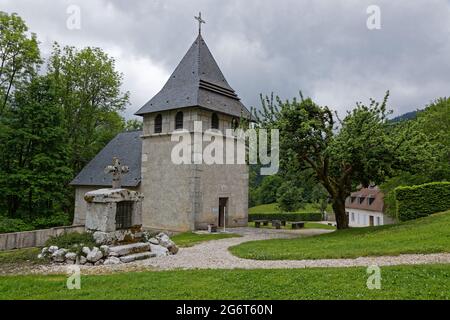 ST-PIERRE DE CHARTREUSE, FRANKREICH, 6. Juni 2021 : Museum des Klosters Grande Chartreuse, Hauptkloster des Kartäuserordens. Stockfoto