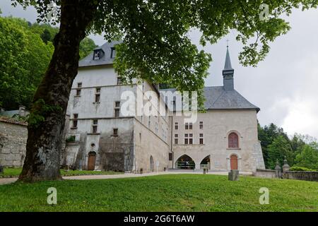 ST-PIERRE DE CHARTREUSE, FRANKREICH, 6. Juni 2021 : Museum des Klosters Grande Chartreuse, Hauptkloster des Kartäuserordens. Stockfoto