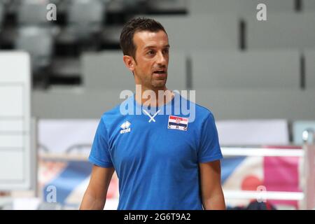 Zadar, Kroatien . November 2020. Daniele Santareli (Cheftrainer Kroatien) während des freundlichen Volleyballspiels zwischen Kroatien und Argentinien - Kresimir Cosic Hall in Zadar, Kroatien Credit: SPP Sport Press Photo. /Alamy Live News Stockfoto