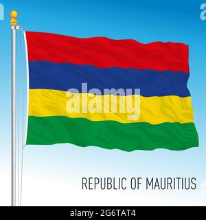Offizielle Nationalflagge von Mauritius, afrikanisches Land, Vektorgrafik Stock Vektor