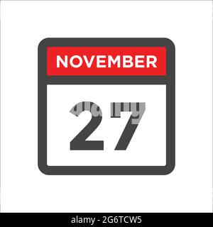 Kalendersymbol November 27 mit Tag des Monats Stock Vektor