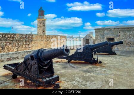 Architektonische Besonderheiten in El Morro Castle, Havanna, Kuba Stockfoto