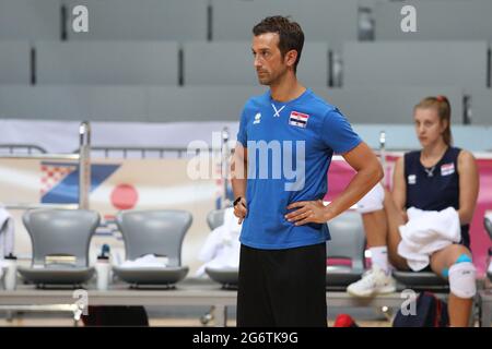 Zadar, Kroatien . November 2020. Daniele Santarelli (Cheftrainer Kroatien) während des freundlichen Volleyballspiels zwischen Kroatien und Argentinien - Kresimir Cosic Hall in Zadar, Kroatien Credit: SPP Sport Press Photo. /Alamy Live News Stockfoto