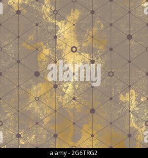 Neutrale Farbe braun und Gold Grunge Muster Design-Elemente für Hintergründe mit Linien, Dreiecken und Kreisen geometrischen Formen. Stockfoto