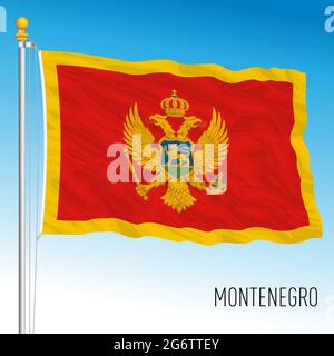 Offizielle Nationalflagge Montenegros, europäisches Land, Vektorgrafik Stock Vektor