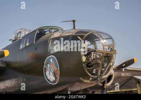 Reading, Pennsylvania, USA-June 6, 2021: Boeing B-17 Flying Fortress ist ein viermotoriger schwerer Bomber, der in den 1930er Jahren für die US-Armee entwickelt wurde Stockfoto