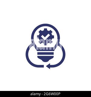 Symbol für Implementierung und Ausführung von Ideen in Weiß Stock Vektor