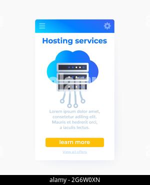 Hosting-Services, UI-Design für mobile Apps, Vektor Stock Vektor