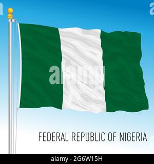 Nigeria offizielle Nationalflagge, afrikanisches Land, Vektorgrafik Stock Vektor