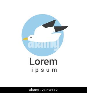 Design-Vorlage für Vogellogo. Abbildung des Möwenvektors Stock Vektor