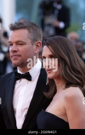 Matt Damon und Camille Cottin nahmen an der Stillwater Premiere im Rahmen der 74. Internationalen Filmfestspiele von Cannes am 08. Juli 2021 in Cannes, Frankreich, Teil. Foto von Aurore Marechal/ABACAPRESS.COM Stockfoto