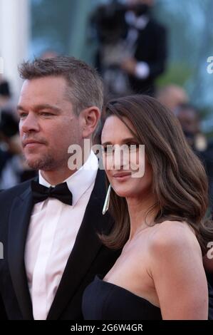 Matt Damon und Camille Cottin nahmen an der Stillwater Premiere im Rahmen der 74. Internationalen Filmfestspiele von Cannes am 08. Juli 2021 in Cannes, Frankreich, Teil. Foto von Aurore Marechal/ABACAPRESS.COM Stockfoto