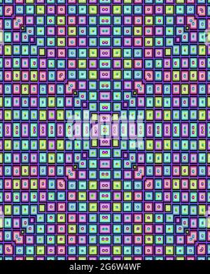 Winzige geblümten Fliesen form Reihen und Zeilen über Hintergrundbild. Stockfoto