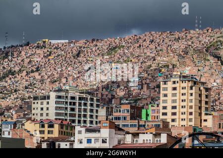Häuser von La Paz, Bolivien. Stockfoto
