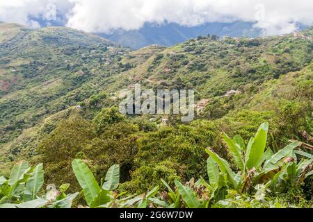 Dörfer in der Nähe von Coroico in den Yungas Bergen, Bolivien Stockfoto