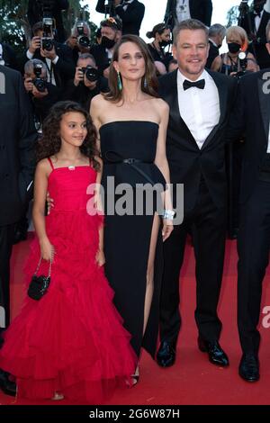Matt Damon und Camille Cottin nahmen an der Stillwater Premiere im Rahmen der 74. Internationalen Filmfestspiele von Cannes am 08. Juli 2021 in Cannes, Frankreich, Teil. Foto von Aurore Marechal/ABACAPRESS.COM Stockfoto