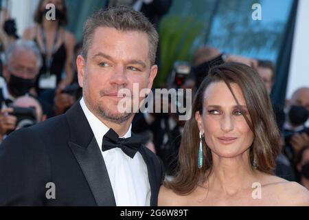 Matt Damon und Camille Cottin nahmen an der Stillwater Premiere im Rahmen der 74. Internationalen Filmfestspiele von Cannes am 08. Juli 2021 in Cannes, Frankreich, Teil. Foto von Aurore Marechal/ABACAPRESS.COM Stockfoto