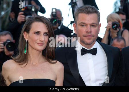 Matt Damon und Camille Cottin nahmen an der Stillwater Premiere im Rahmen der 74. Internationalen Filmfestspiele von Cannes am 08. Juli 2021 in Cannes, Frankreich, Teil. Foto von Aurore Marechal/ABACAPRESS.COM Stockfoto