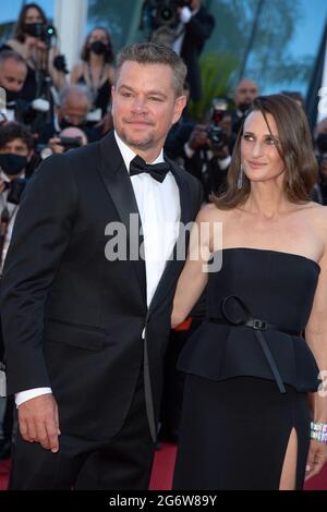 Matt Damon und Camille Cottin nahmen an der Stillwater Premiere im Rahmen der 74. Internationalen Filmfestspiele von Cannes am 08. Juli 2021 in Cannes, Frankreich, Teil. Foto von Aurore Marechal/ABACAPRESS.COM Stockfoto