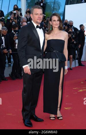 Matt Damon und Camille Cottin nahmen an der Stillwater Premiere im Rahmen der 74. Internationalen Filmfestspiele von Cannes am 08. Juli 2021 in Cannes, Frankreich, Teil. Foto von Aurore Marechal/ABACAPRESS.COM Stockfoto