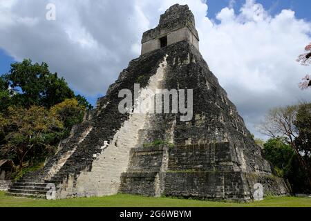 Guatemala-Tikal-Nationalpark - die große Jaguar-Tempel-Pyramide - Templo del Gran Jaguar Stockfoto