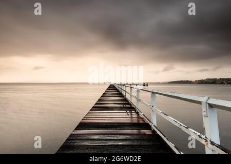 Anlegestelle am Lake Illawarra Stockfoto