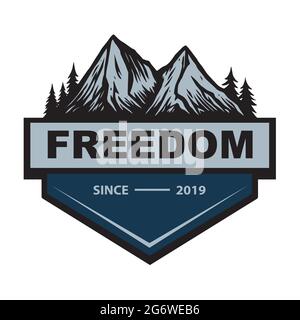 Logo für Bergabenteuer, Camping, Kletterexpedition. Vintage Vector Logo und Labels, Icon Template Design Illustration Stock Vektor