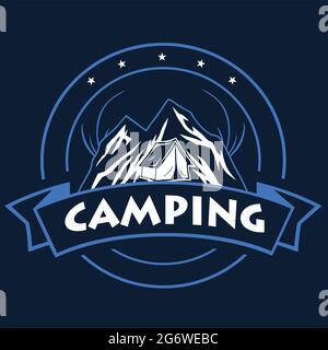 Logo für Bergabenteuer, Camping, Eiskletterexpedition. Vintage Vector Logo und Labels, Icon Template Design Illustration Stock Vektor