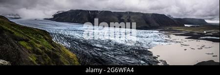 Panoramablick auf den Skaftafellsjokull Gletscher in island Stockfoto