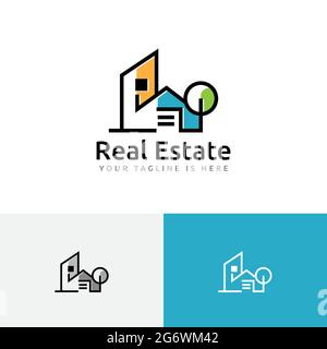 Haus Haus Gebäude Immobilien Einfache Moderne Logo Stock Vektor