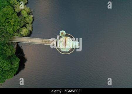 Lake Vyrnwy Resevoir Straining Tower, Powys Stockfoto