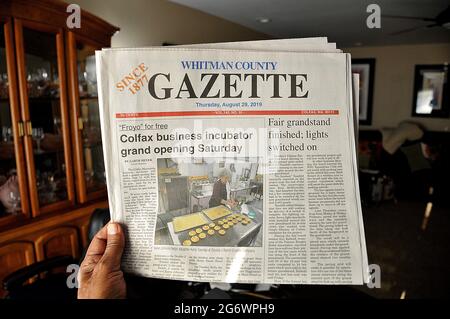 Lewiston/Idaho/USA / 05. September 2019 / Whitman County gazette veröffentlicht seit 1877 jeden donnerstag im rular amerca Palouse washington, USA (Foto. Francis Dean/Deanpices) Stockfoto