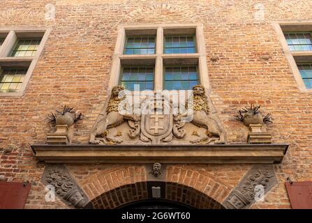 Das große Wappen der Stadt Danzig. Polen Stockfoto