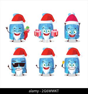 Weihnachtsmann Emoticons mit Zaubertrank blaue Flasche Cartoon-Charakter. Vektorgrafik Stock Vektor