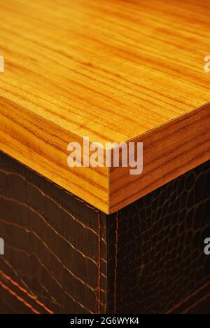 Ecke eines modernen Hauses und Nussbaum Esstisch Stockfoto