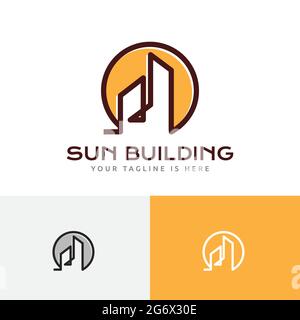 Sun Building City Abstract Real Estate Business Logo Stock Vektor