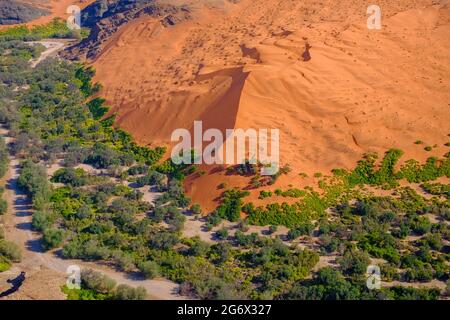 Skeleton Coast Luftaufnahme des Kuiseb River. Namibia, Afrika Stockfoto