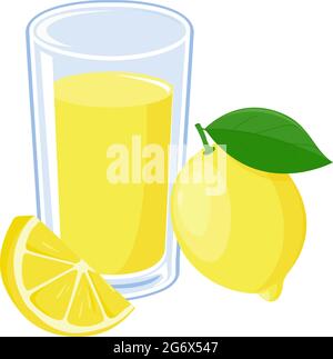 Ein Glas Limonade und Zitronenfrüchte. Vektorgrafik Stock Vektor