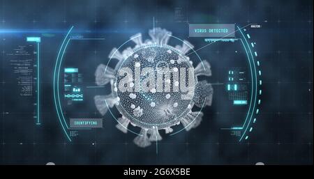 Aufnahme einer Makrocoronavirus Covid-19-Zelle, die über einen Scan analysiert wurde Stockfoto