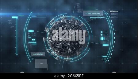 Aufnahme einer Makrocoronavirus Covid-19-Zelle, die über einen Scan analysiert wurde Stockfoto