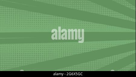 Rotierende Streifen und Punkte auf grünem Hintergrund Stockfoto