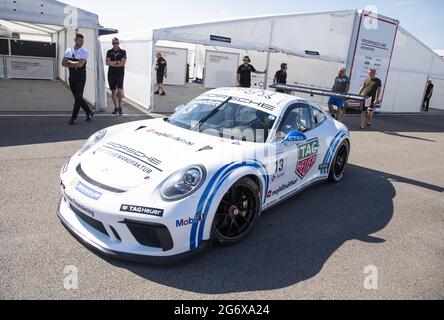 Falkenberg, Schweden, 9. September 2021. Prinz Carl Philip fährt am 9. September 2021 den Porsche Carrera Cup Scandinavia in Falkenberg, Schweden. Foto von Johan Valkonen/Stella Picturs/ABACAPRESS.COM Stockfoto