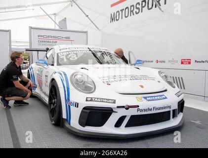 Falkenberg, Schweden, 9. September 2021. Prinz Carl Philip fährt am 9. September 2021 den Porsche Carrera Cup Scandinavia in Falkenberg, Schweden. Foto von Johan Valkonen/Stella Picturs/ABACAPRESS.COM Stockfoto