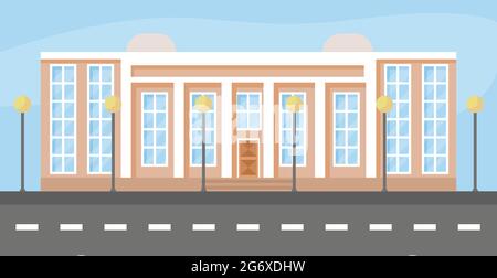 Stadtgebäude Wohnung Cartoon Vektor Illustration. Vorderansicht Stock Vektor