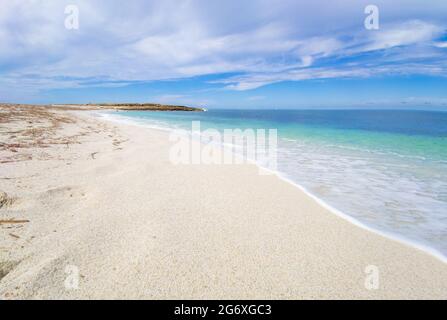 Cabras (Italien) - die touristische Küstenstadt in Sardinien Region und Insel, mit Strand, Sinis Halbinsel und Tharros archäologischen Stätte. Stockfoto