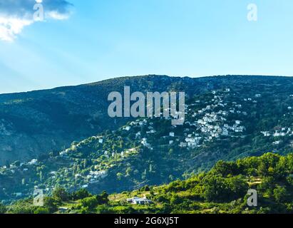 Blick auf das malerische Dorf Makrinitsa, pelio, Griechenland Stockfoto