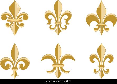 Goldene Fleur-de-LIS-Symbole als Vektor. Stock Vektor
