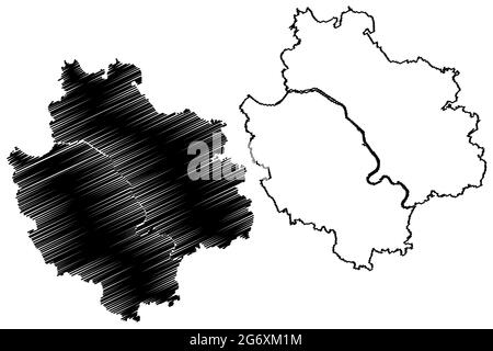 Landkreis Deggendorf (Bundesrepublik Deutschland, Landkreis Niederbayern, Freistaat Bayern) Kartenvektordarstellung, Scribble-Skizze Deggen Stock Vektor